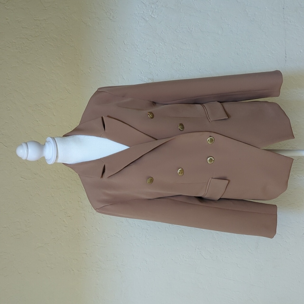 Boston Proper Tan Double-Breasted Blazer - Picture 5 of 12